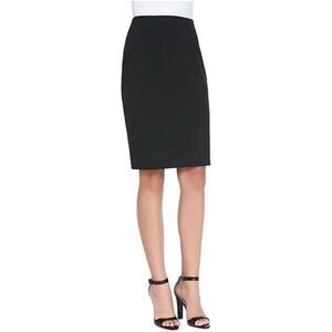 Eileen Fisher Pencil Skirt Sz Small Black Pull On Knee Length Viscose Back Vent